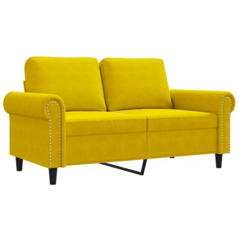 Divano a 2 Posti giallo 120 cm in Velluto vidaXL 817799
