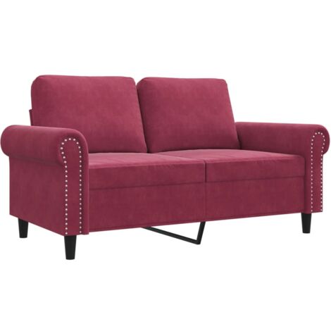 vidaXL Divano a 2 Posti Rosso Vino 120 cm in Velluto