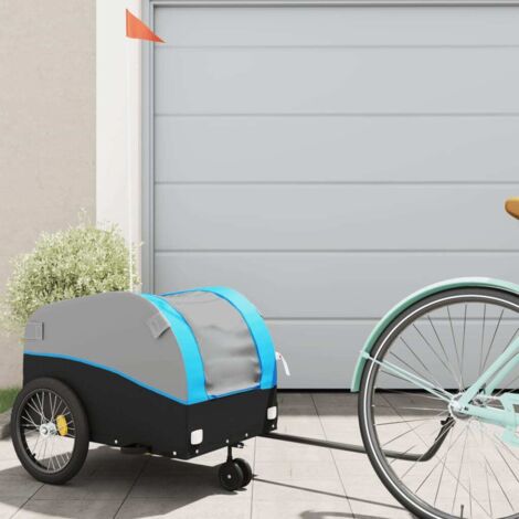 vidaXL Rimorchio da Bici Nero e Blu 30 kg in Ferro (1/5)