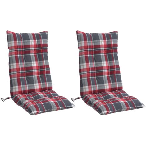 Cuscini Sedia Schienale Alto 2 pz Quadri Rosso Tessuto Oxford vidaXL