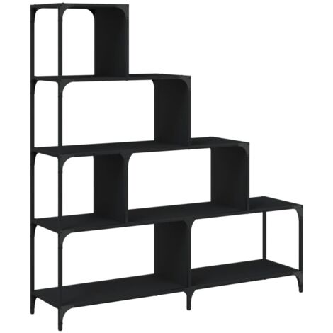 vidaXL Libreria a 4 Gradini Nera 139x33,5x149 cm in Legno Multistrato (1/5)
