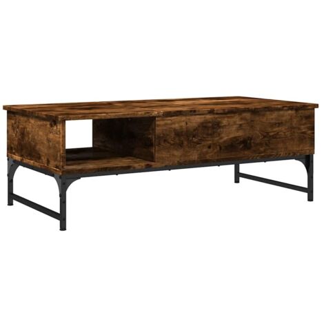 Tavolino Salotto Rovere Fumo 100x50x35 cm Multistrato e Metallo vidaXL