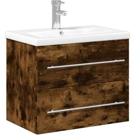 vidaXL Mobile da Bagno con Lavabo Integrato Rovere Fumo