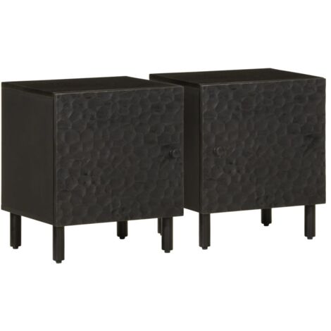Comodini 2pz Neri 40x33x46 cm in Legno Massello di Mango vidaXL (1/5)