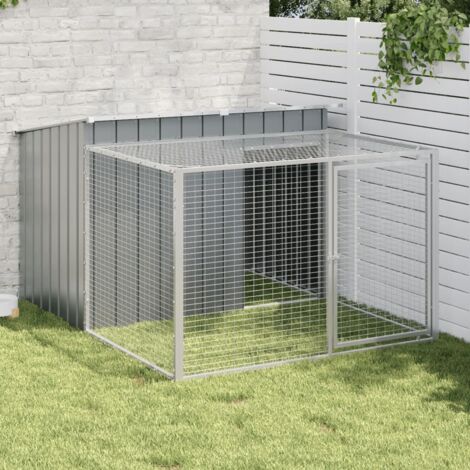 vidaXL Cuccia per cani con recinto antracite 153x194x110 cm in acciaio zincato