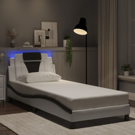 vidaXL Giroletto Viana con LED senza Materasso Bianco e Nero 80x200 cm (1/5)