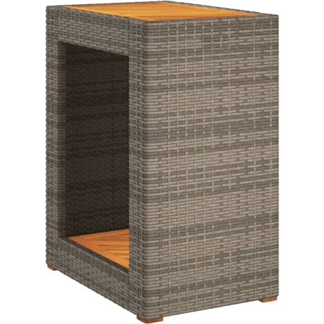 Tavolino da Giardino Piano Legno Grigio 60x40x75 cm Polyrattan vidaXL