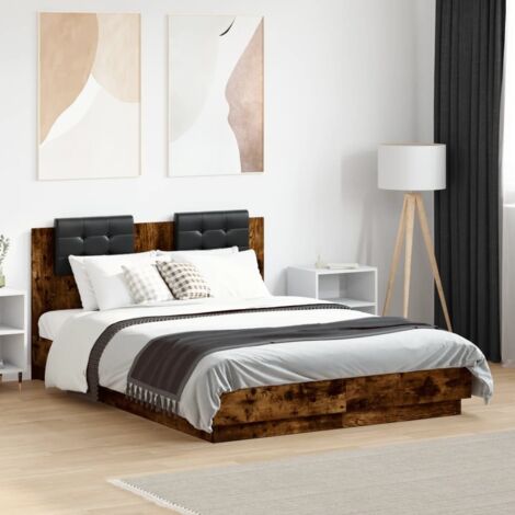 Testiera Letto In Legno Multistrato Rovere Fumo - 120x1,5x80 Cm, Trapuntata