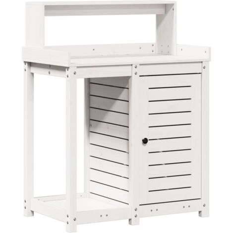vidaXL Tavolo Invaso con Ripiani Bianco 82,5x50x109,5 cm Massello Pino (1/5)