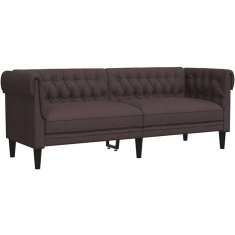 vidaXL Divano Chesterfield a 3 Posti Marrone Scuro in Tessuto