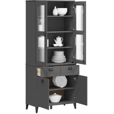 Credenza VIKEN Grigio Antracite 80x40x190cm Legno Massello Pino vidaXL (1/5)