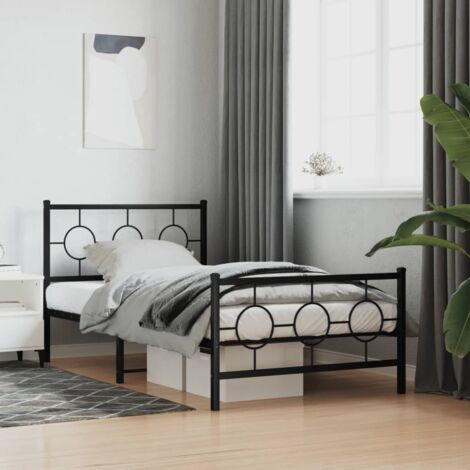 vidaXL Giroletto con Testiera e Pediera Metallo Nero 100x190 cm (1/5)