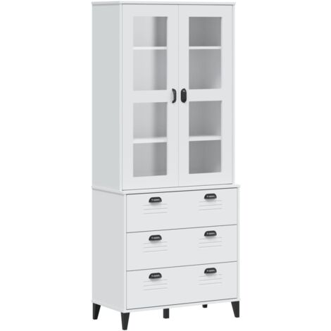 Credenza VIKEN Bianca 80x40x190 cm in Legno Massello di Pino vidaXL (1/5)