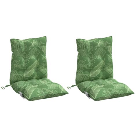 vidaXL Cuscini Sedia Schienale Basso 2 pz Motivo Foglie Tessuto Oxford