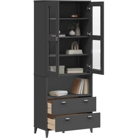 Credenza VIKEN Grigio Antracite 80x40x200cm Legno Massello Pino vidaXL (1/5)