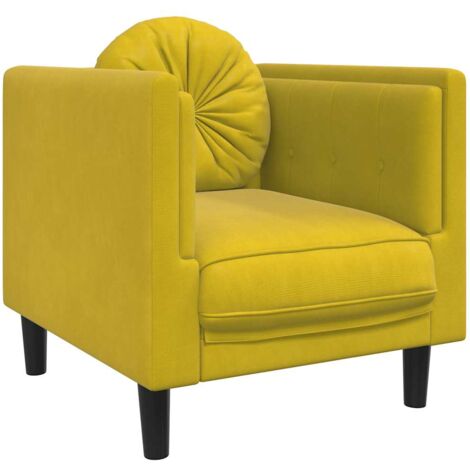 vidaXL Poltrona con Cuscino Giallo in Velluto