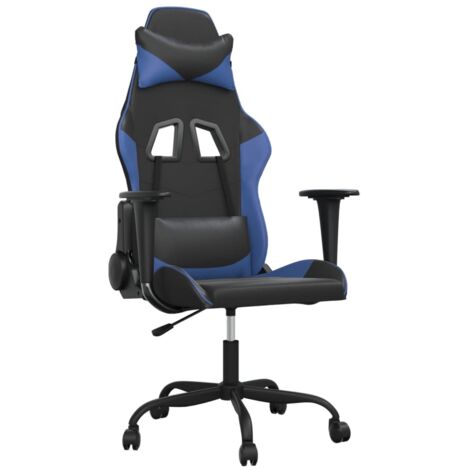 Sedia da Gaming Massaggiante Nero e Blu in Similpelle vidaXL