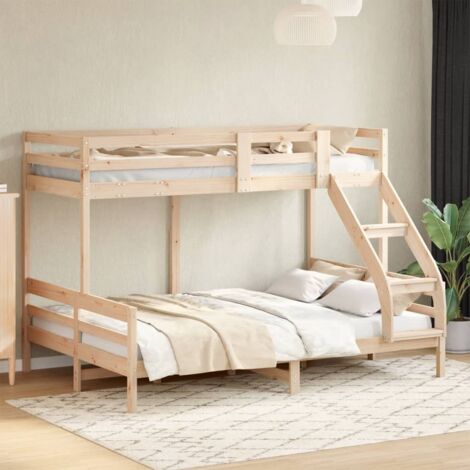 Letto A Castello In Legno Massello Di Pino 90x190 Cm - Per Bambini E Adulti, Struttura Sicura Con Sponde - Foto 6