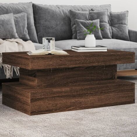 Tavolino da Soggiorno con Luci LED Rovere Marrone 90x50x40 cm vidaXL