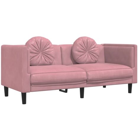 vidaXL Divano a 2 Posti con Cuscini Rosa in Velluto