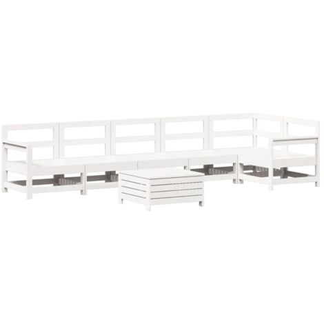 vidaXL Set Divani da Giardino 7 pz Bianco in Legno Massello di Pino (1/5)