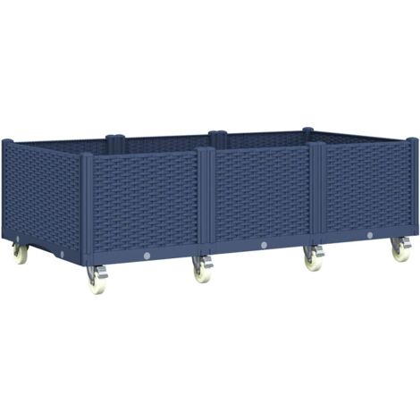 vidaXL Fioriera da Giardino con Ruote Grigio Blu 150x80x54 cm in PP (1/5)