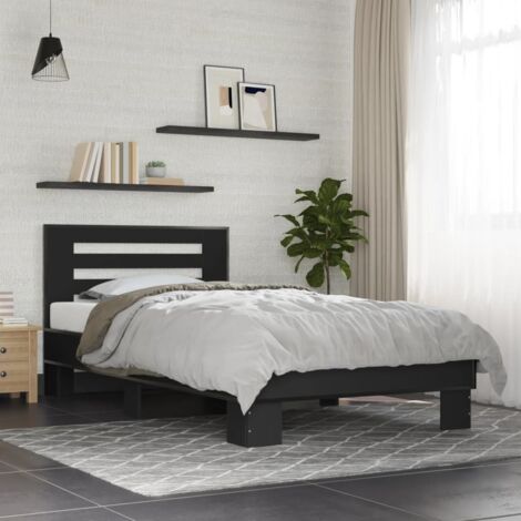Giroletto Nero 100x200 cm in Legno Multistrato e Metallo vidaXL (1/5)