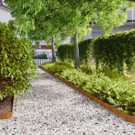 vidaXL Bordure per Prato 10 pz 10x103 cm Flessibili in Acciaio Corten
