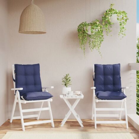 Cuscini Sedia Schienale Basso 2 pz Blu Marino in Tessuto Oxford vidaXL