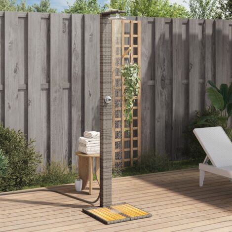 vidaXL Doccia da Esterno Grigia 50x55x224 cm Polyrattan e Legno Acacia