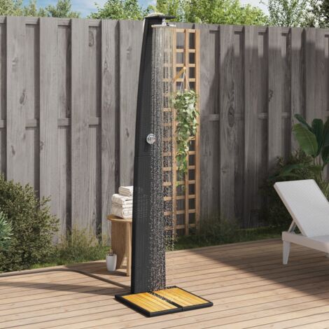 vidaXL Doccia da Esterno Nera 55x60x224cm in Polyrattan e Legno Acacia