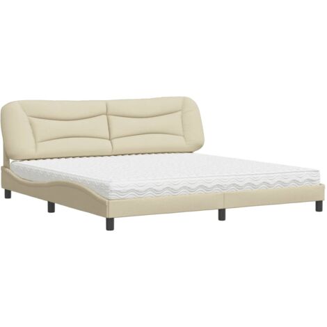 vidaXL Letto con Materasso Hvar Crema 200x200 cm in Tessuto (1/5)
