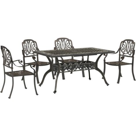 Set da Pranzo da Giardino 5 pz Bronzo in Alluminio Pressofuso vidaXL (1/5)