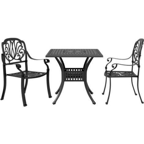 vidaXL Set da Bistrot 3 pz Nero in Alluminio Pressofuso (1/5)