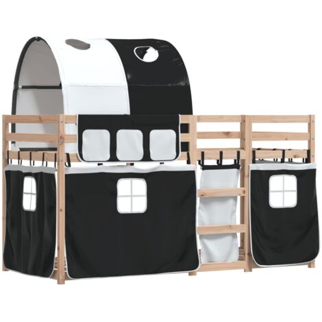 Letto a Castello senza Materasso Bianco e Nero 90x190cm in Pino 342944 (1/5)