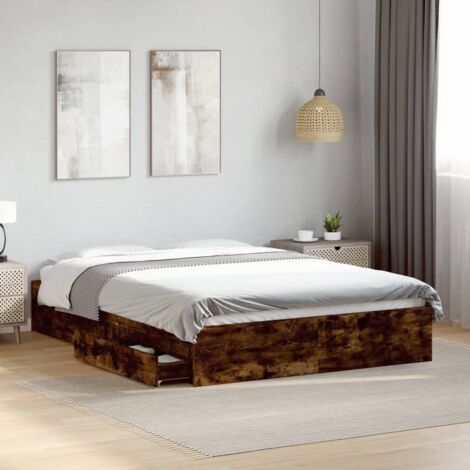 vidaXL Giroletto con Cassetti Rovere Fumo 120x200 cm Legno Multistrato