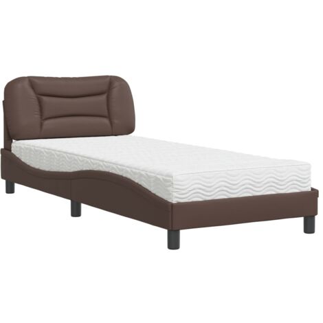 vidaXL Letto con Materasso Hvar Marrone 90x190 cm in Similpelle (1/5)