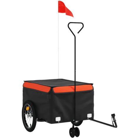 vidaXL Rimorchio da Bici Nero e Arancione 45 kg in Ferro