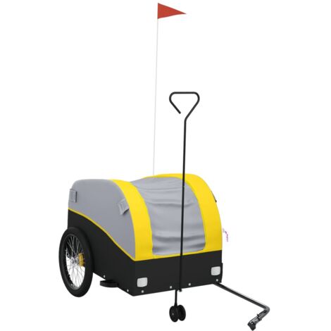 vidaXL Rimorchio da Bici Nero e Giallo 45 kg in Ferro (1/5)