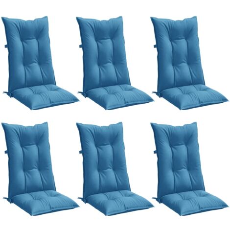 Cuscini Sedia Schiena Alta 6 Blu Mélange 120x50x7 Tessuto vidaXL