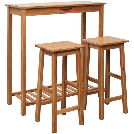 SKM Tavolino da Bar in Legno Massello di Sheesham 115x55x107cm