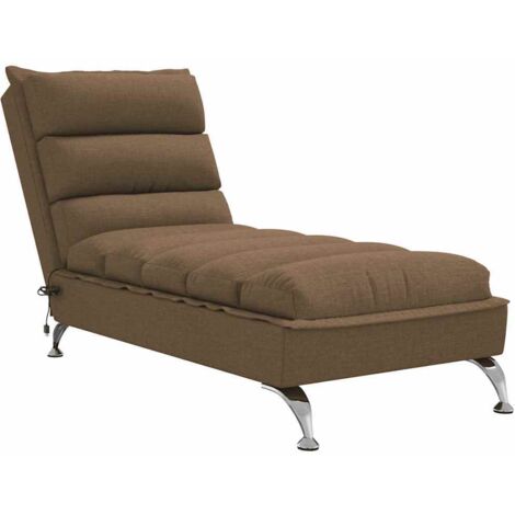 vidaXL Chaise Longue Massaggi con Cuscini Marrone in Tessuto