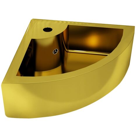 vidaXL Lavandino con Troppopieno 45x32x12,5 cm in Ceramica Oro