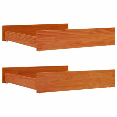 vidaXL Cassetti per Letto 2pz Marrone Cera in Legno Massello di Pino