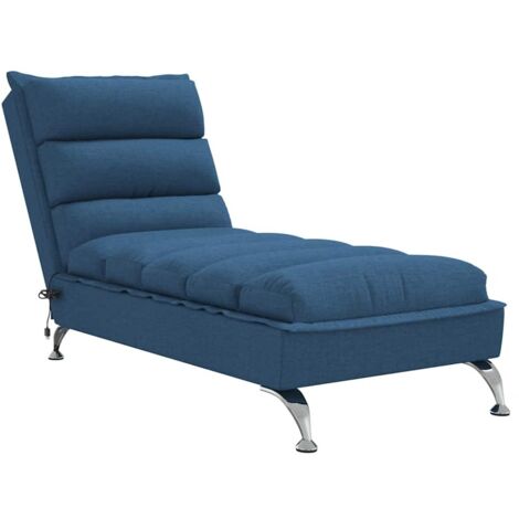 vidaXL Chaise Longue Massaggi con Cuscini Blu in Tessuto