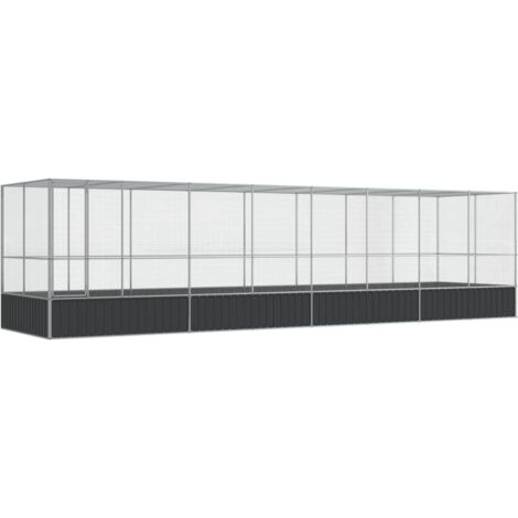 Voliera con Estensione Argento 832x207x212 cm in Acciaio vidaXL