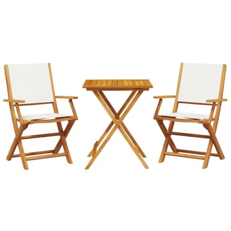 vidaXL Set da Bistrot 3pz Bianco Crema in Tessuto e Legno Massello (1/5)