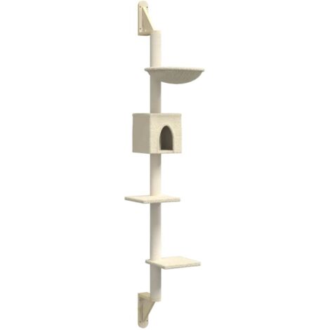 vidaXL Albero per Gatti con Tiragraffi a Parete Crema 187 cm (1/5)