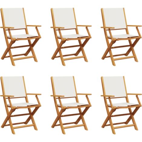 vidaXL Sedie da Giardino Pieghevoli 6pz Bianco Crema Tessuto e Legno