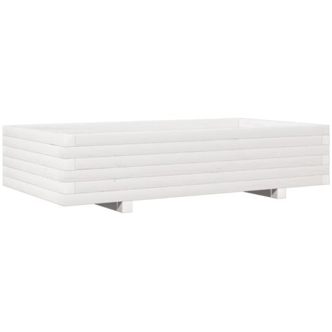 Fioriera da Giardino Bianca 110x60x26, 5cm Massello di Pino vidaXL (1/5)